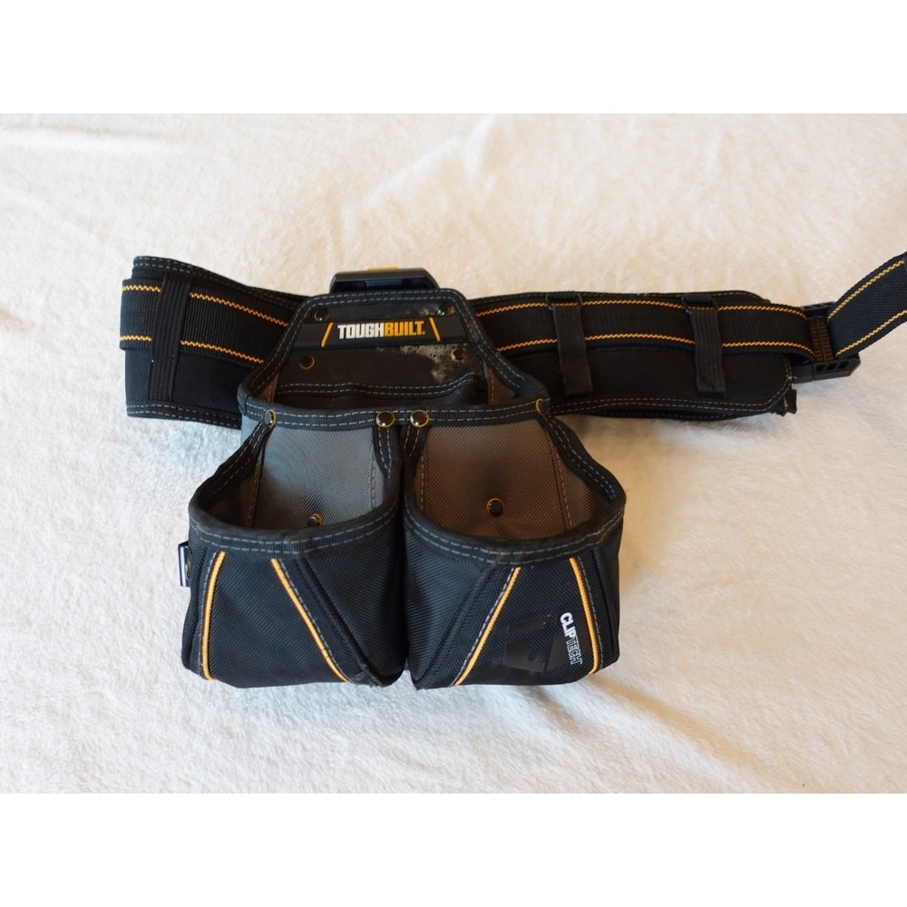 TOUGHBUILT Padded Tool Belt + 3 Utility Pouch Bags Electrician Handyman Workwear